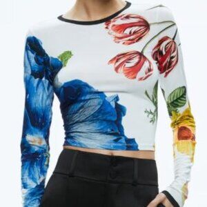 Alice + Olivia Delaina Long Sleeve Crop Top (Size: S)